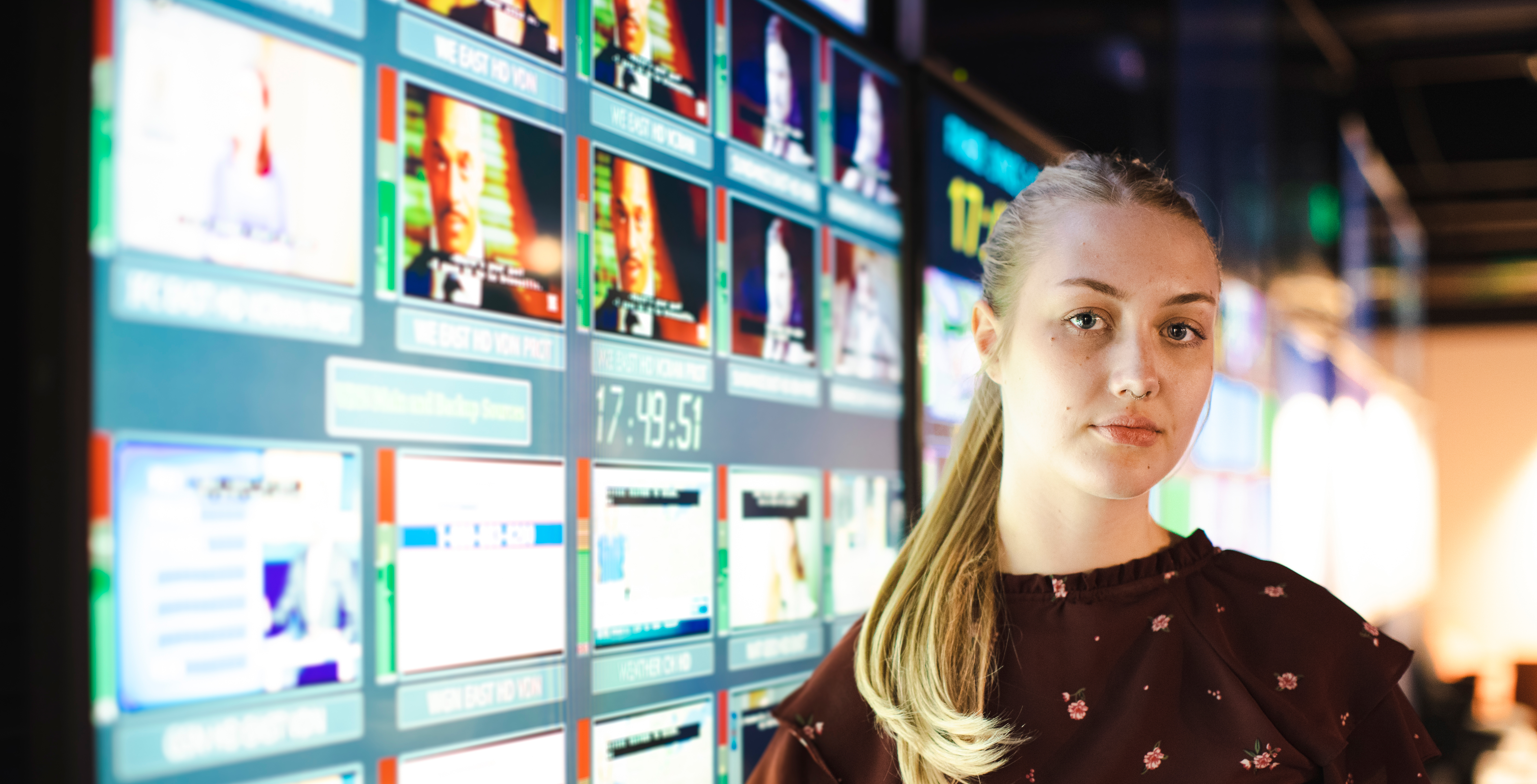 woman with screens