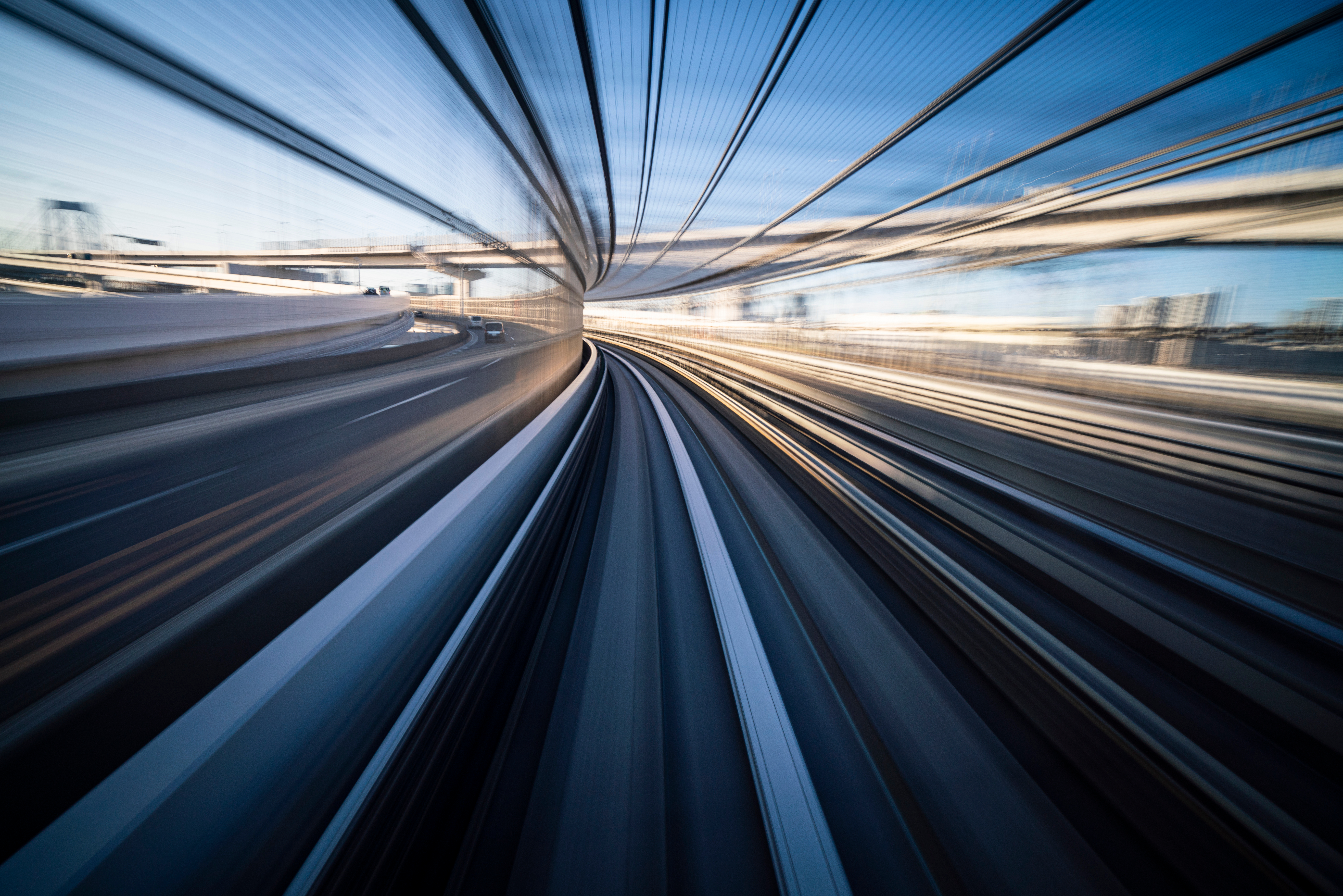 Abstract image of a train moving through a tunnnel fast
