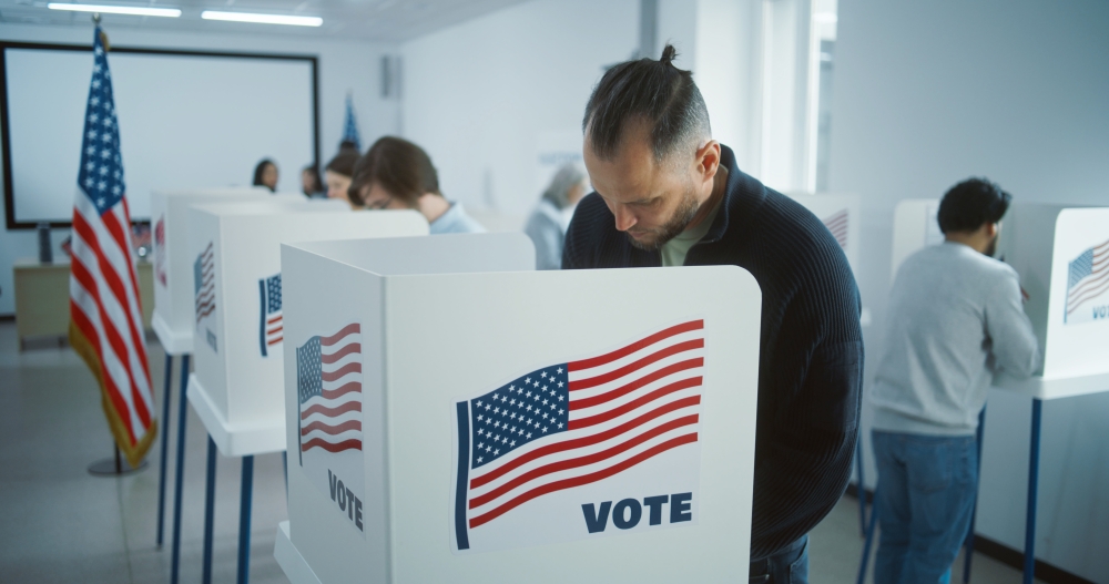 person at voting box