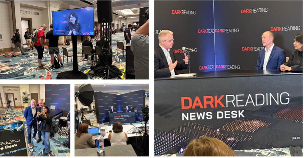 A collection of individuals speaking at the Dark News Reading Desk