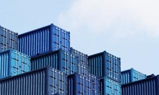 abstract purple shipping containers