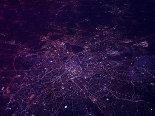 aerial view of city lights at night