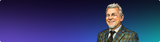 cartoon kyle eichman on a blue and purple gradient