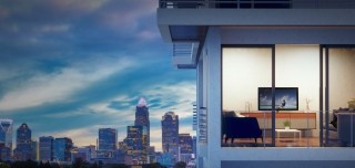 Apartment in the city with a tv in the living room