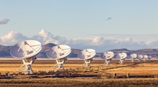 Collection of satellites outside in front of the mountains
