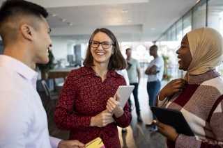 business people smiling