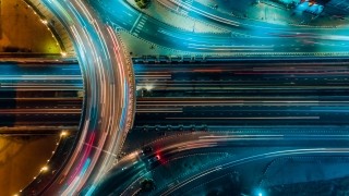 abstract roads blue lights