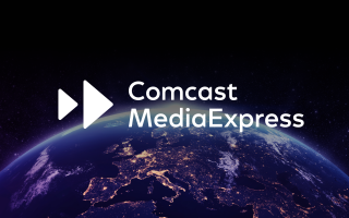 Comcast MediaExpress logo over earth rising
