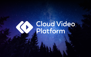 Cloud Video Platform logo over abstract trees and milky way