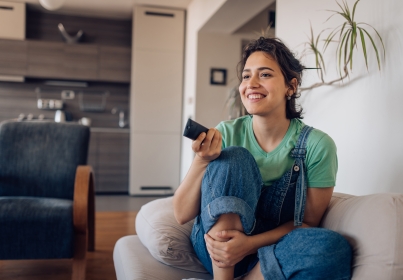 woman watching tv