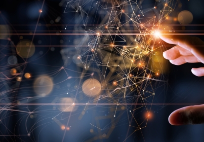 abstract hand touching technology