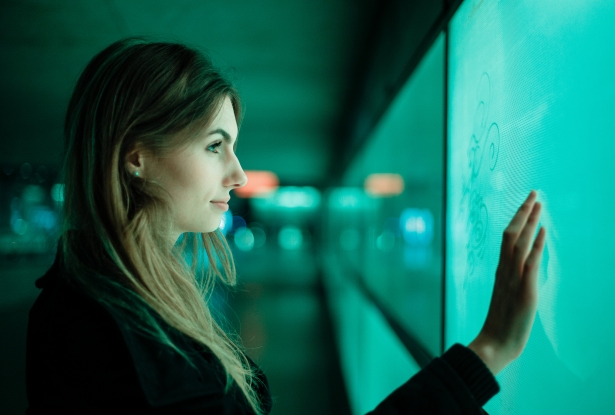 Woman on Lightboard