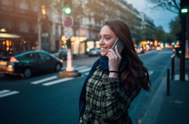 Woman on phone in the city