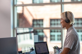 man working on computer