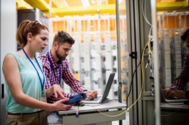 people working in server room