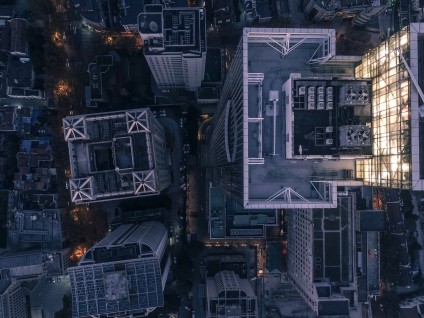 Abstract city buildings at night