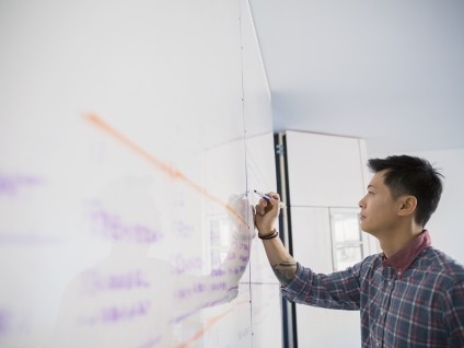 business man with whiteboard