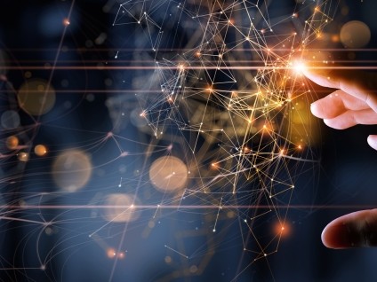 abstract hand touching technology