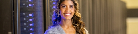 woman portrait in server room